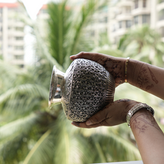 925 Pure Ganesh Silver Kalash with Intricate Engravings - Pooja Kalash for Worship and Rituals