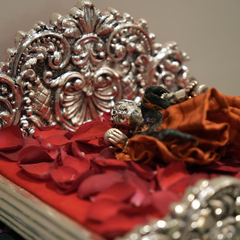 Silver Laddu Gopal Singhasan - Divine Krishna Throne for Pooja and Worship