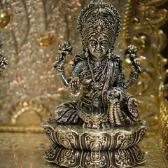 Silver Ganesh Lakshmi Idol - Divine Lord Ganesha & Goddess Lakshmi Statue for Pooja