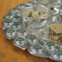 Exclusive Pooja Thali with Peacock and Semi Precious Stone