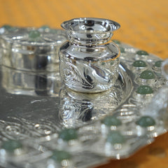 Exclusive Pooja Thali with Peacock and Semi Precious Stone