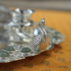Exclusive Pooja Thali with Peacock and Semi Precious Stone