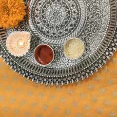 Handcrafted Silver Pooja Thali with Floral & Antique Design