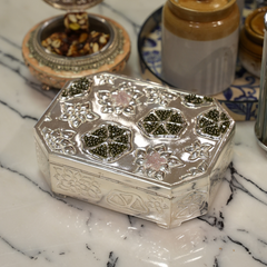Silver Dry Fruit Box with Floral Design – Elegant Festival Gift