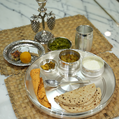 Traditional Silver Dinner Set – Elegant & Durable Thali Set for Everyday Use