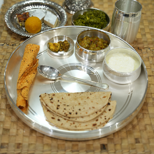 Traditional Silver Dinner Set – Elegant & Durable Thali Set for Everyday Use