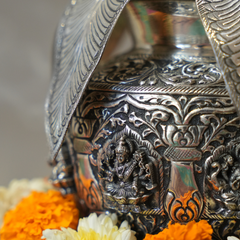 925 Pure Silver Kalash with Intricate Engravings - Pooja Kalash for Worship and Rituals