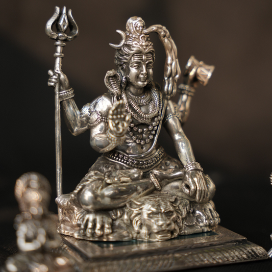 Silver Shiva Idol - Divine Lord Shiva Statue for Home & Pooja