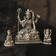 Silver Shiva Idol - Divine Lord Shiva Statue for Home & Pooja