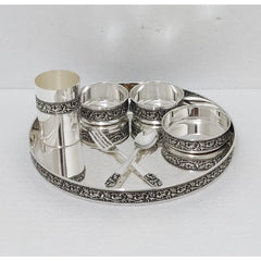 Silver floral Dinner Set with glasses