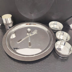 Silver Square Design Dinner Set