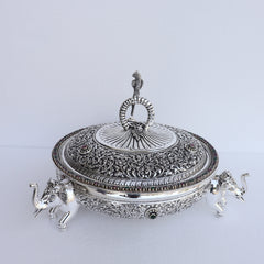 Silver Antique Elephant Dry Fruits Box