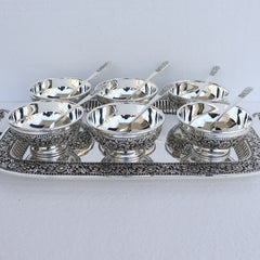 Silver Floral Design Ice Cream Bowl
