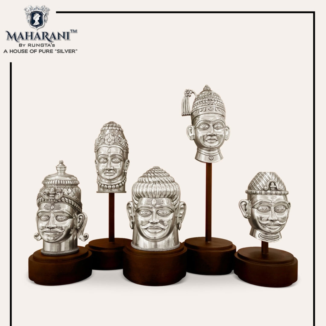 Silver Antique Mukhlingam Faces Décor