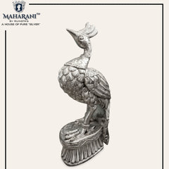 Silver Antique Peacock Idol
